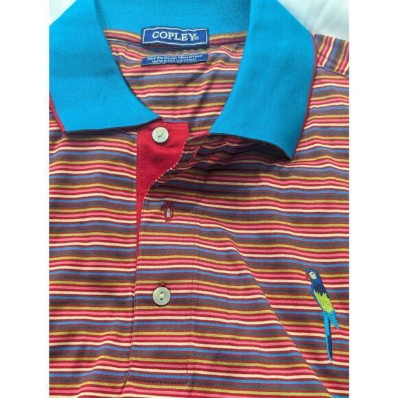 Copley Men's Casablanca Multi-Color Striped Pima Cotton Golf Polo Shirt Size XL - Picture 5 of 9